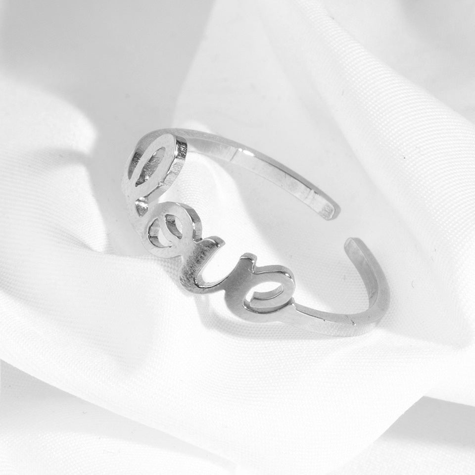 Wholesale Stainless Steel Open Letter Love Ring